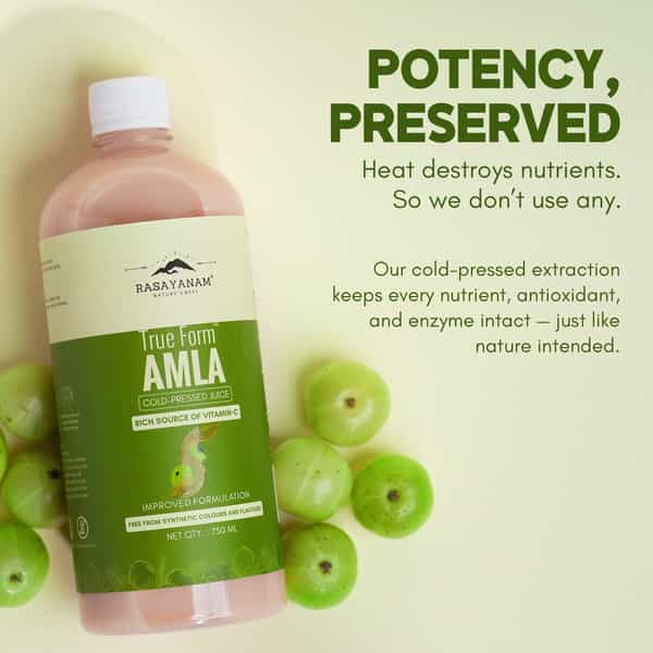 Rasayanam Pure Amla Juice For Healthy Hair & Skin | 2X Vitamin C | Made With Francis Amla | 750Ml