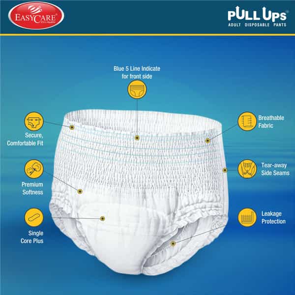 Easy Care Pullup Disposable Pants Size Large Adult Diapers 10
