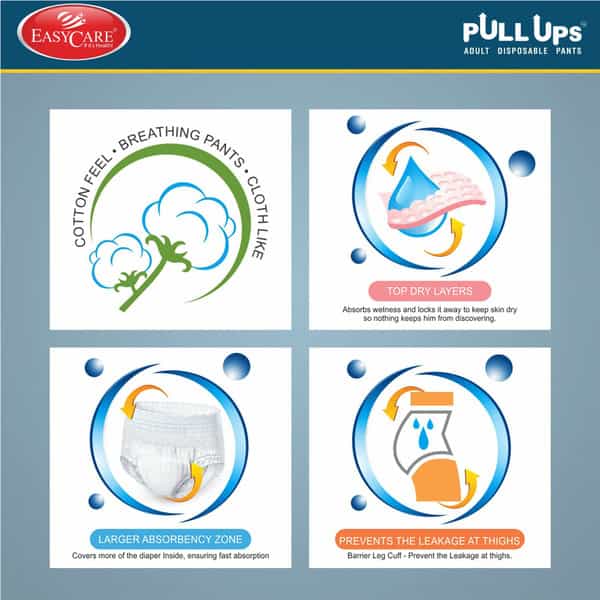 Easy Care Pullup Disposable Pants Size Large Adult Diapers 10