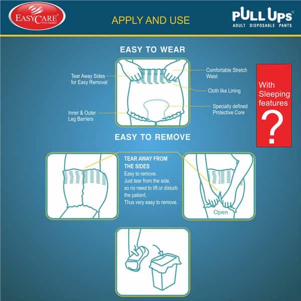 Easy Care Pullup Disposable Pants Size Large Adult Diapers 10