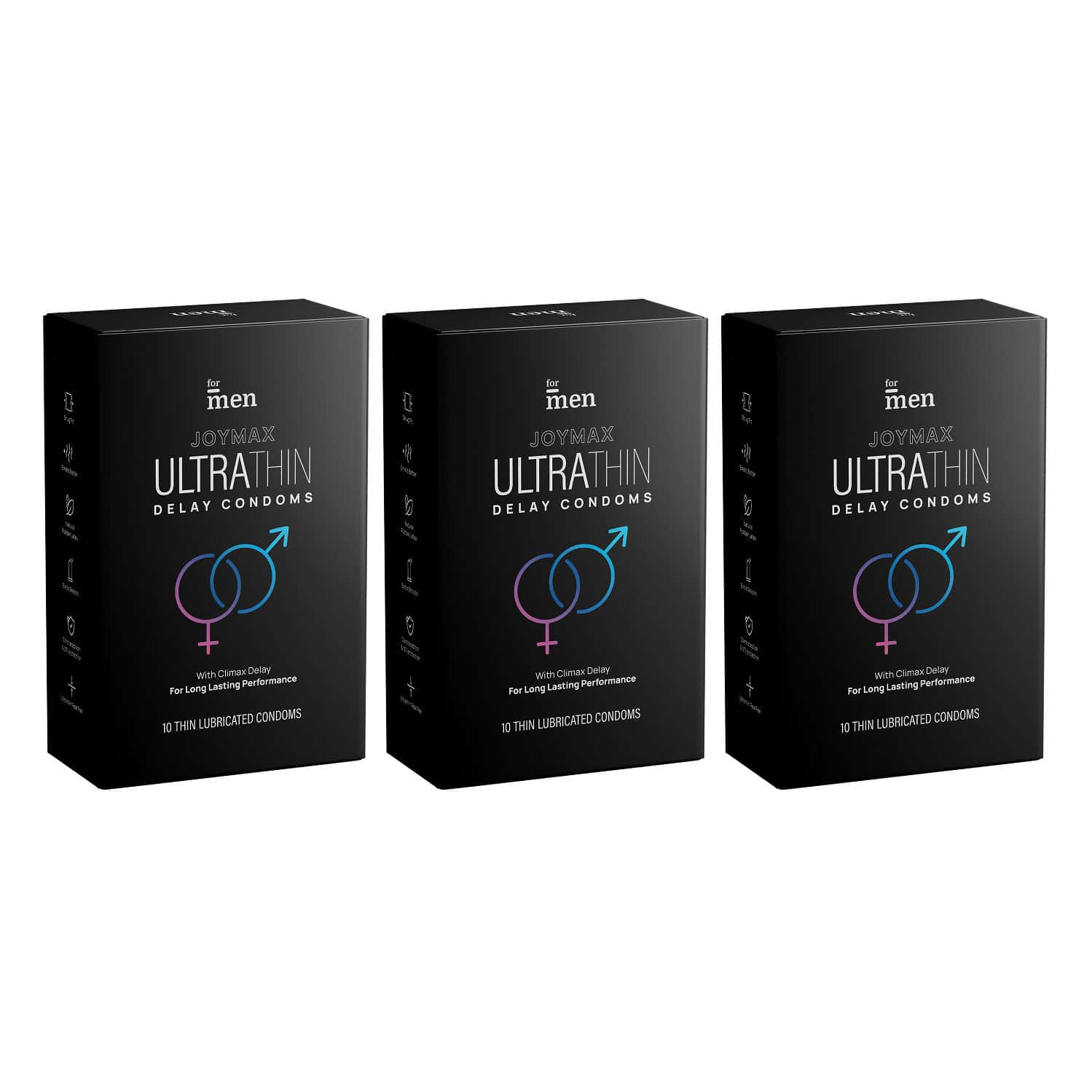 Formen Joymax Ultra Thin Delay Condoms For Men With Disposal Pouches - 10 Count (pack Of 3)