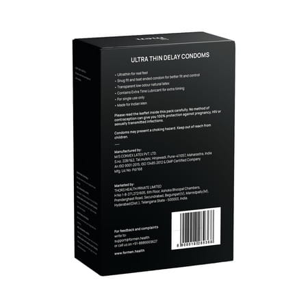 Formen Joymax Ultra Thin Delay Condoms For Men With Disposal Pouches - 10 Count (Pack Of 3)