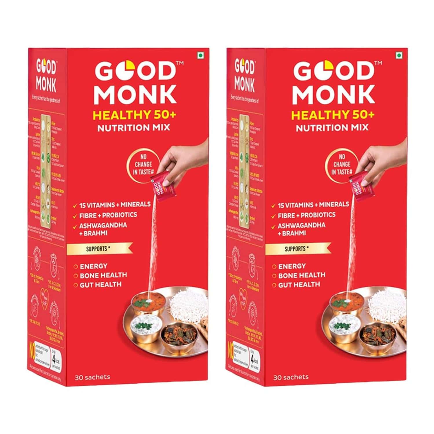 Good Monk Healthy 50+ Nutrition Mix | To Improve Energy | Bone & Gut Health | 60 Sachets