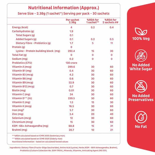 Good Monk Healthy 50+ Multivitamin & Probiotic For Seniors | 15 Vitamins + Ashwagandha | 60 Sachets