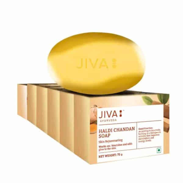 Jiva Haldi Chandan Bathing Soap Natural Haldi Chandan Soap 75Gm (Pack Of 6)