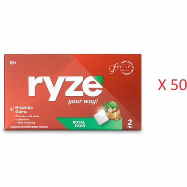 Ryze Nicotine Gum 2Mg Royal Pan 3 Gums X Pack Of 50 Smoking Cessations