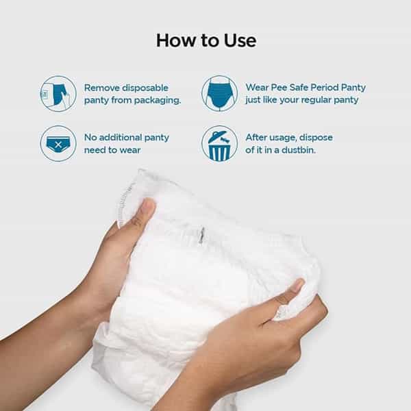 Pee Safe Disposable Period Panties For Women Leak Proof | M-L | Pack Of 8 | 360 Protection