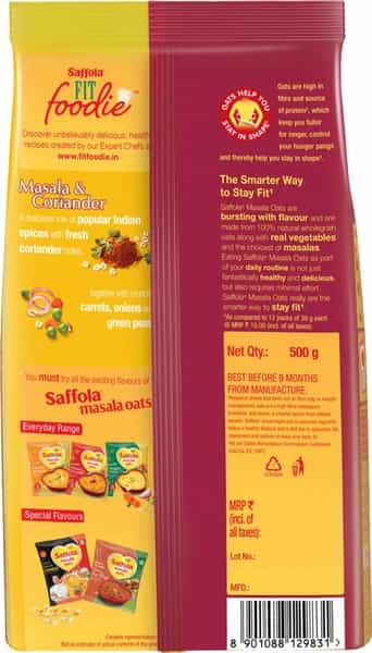Saffola Masala Oats Tasty Evening Snack Masala&Coriander 500G