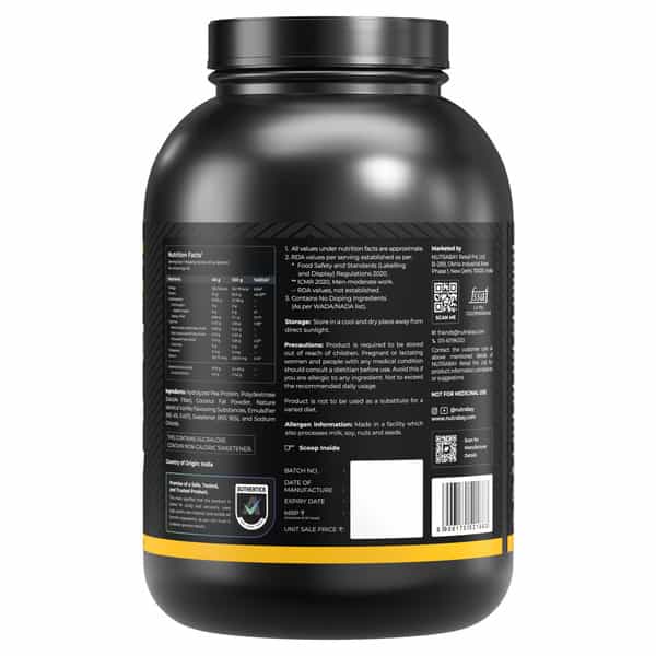 Nutrabay Gold Pea Protein Powder | 25G Protein | 4.6G Bcaa | 5G Fiber | French Vanilla - 2Kg