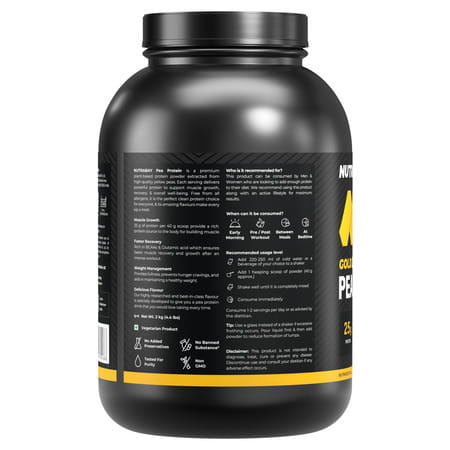 Nutrabay Gold Pea Protein Powder | 25G Protein | 4.6G Bcaa | 5G Fiber | French Vanilla - 2Kg