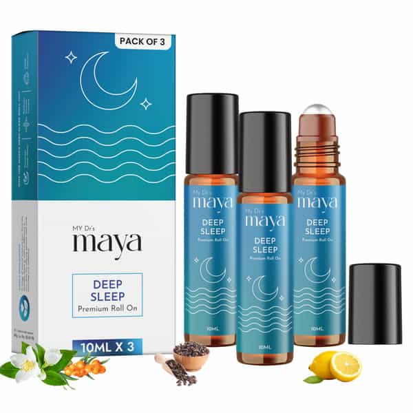 Maya Aromatherapy Deep Sleep Premium Roll On 100% Pure Essential Oils Reduces Insomnia Pack Of 3