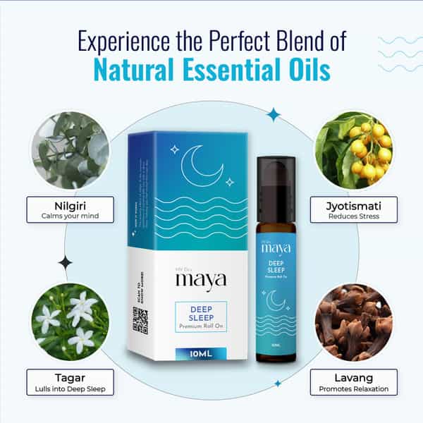 Maya Aromatherapy Deep Sleep Premium Roll On 100% Pure Essential Oils Reduces Insomnia Pack Of 3