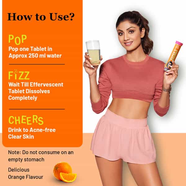 Chicnutrix Super C - Amla Extract & Zinc - Natural Vitamin C For Skin- 20 Tablets - Fizzy Orange