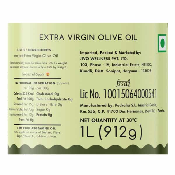 Jivo Extra Virgin Olive Oil For Cooking Dressing And Baking (Pack Of -1L)