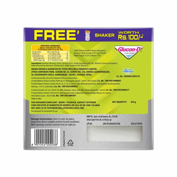 Glucon-D Nimbu Pani Glucose Powder With Free Tiffin450gm Refill