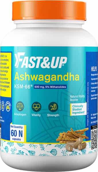 Fast&Up Ashwagandha(Ksm-66)-Natural Vitality Booster-Usda Organic Certified -60 Veg Capsules