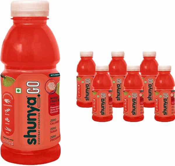Shunya Go Zappy Mixed Fruit Mania | 0 Calories- 0 Sugar- 0 Preservatives Pack Of 6 (300Ml X 6)