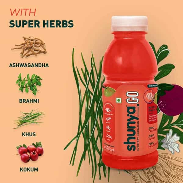 Shunya Go Zappy Mixed Fruit Mania | 0 Calories- 0 Sugar- 0 Preservatives Pack Of 6 (300Ml X 6)