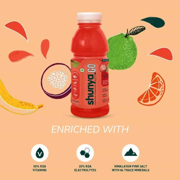Shunya Go Zappy Mixed Fruit Mania | 0 Calories- 0 Sugar- 0 Preservatives Pack Of 6 (300Ml X 6)