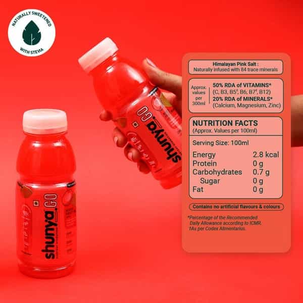 Shunya Go Zappy Mixed Fruit Mania | 0 Calories- 0 Sugar- 0 Preservatives Pack Of 6 (300Ml X 6)