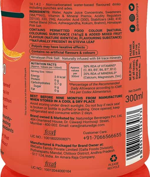 Shunya Go Zappy Mixed Fruit Mania | 0 Calories- 0 Sugar- 0 Preservatives Pack Of 6 (300Ml X 6)