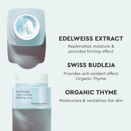 The Face Shop The Therapy Vegan Moisture Blending Cream | Niacinamide | 48hr Hydration - 60ml