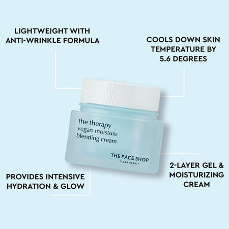 The Face Shop The Therapy Vegan Moisture Blending Cream | Niacinamide | 48hr Hydration - 60ml