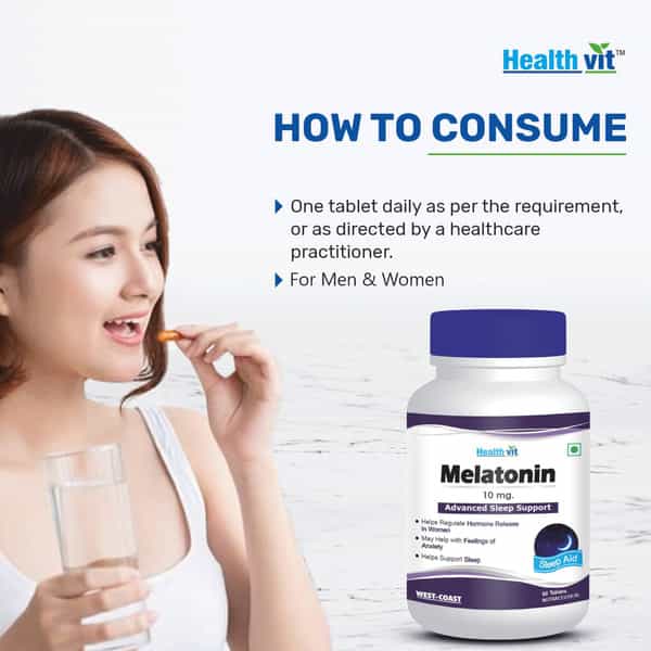 Healthvit Melatonin 10Mg Regulates For Sleep Cycle -60 Tablets