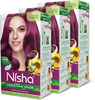 Nisha Creme Hair Color Wine Burgundy 120G Pack Of 3 | Ammonia Free Hair Colour | 100% Grey Coverage