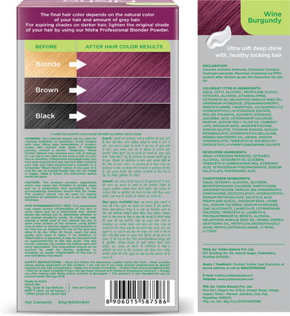 Nisha Creme Hair Color Wine Burgundy 120g Pack Of 3 | Ammonia Free Hair Colour | 100% Grey Coverage