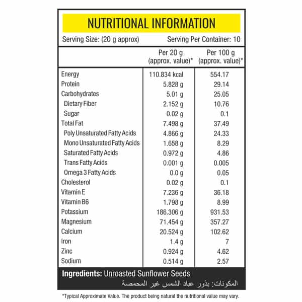 Nourishvitals Sunflower Raw Unroasted Seeds 200G Pouch