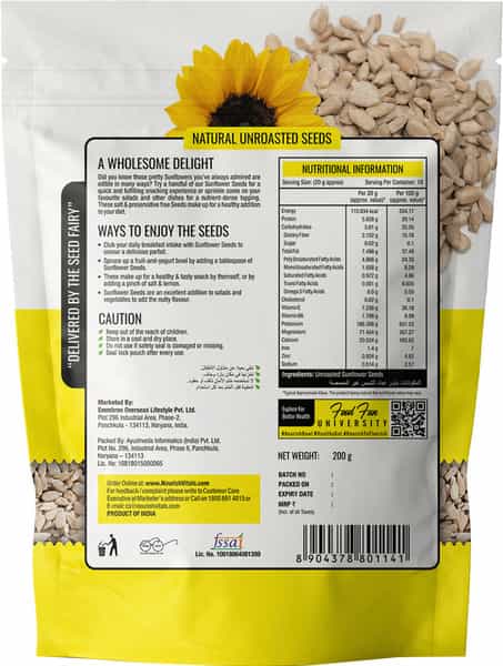Nourishvitals Sunflower Raw Unroasted Seeds 200G Pouch