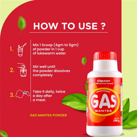 Cipzer Gas Mantra Powder | Prevents Gas & Relieves Acid Reflux | 100 G (Pack Of 1)