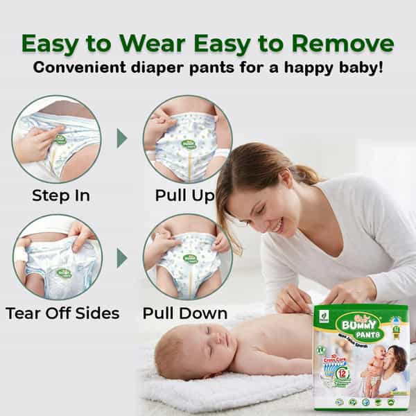 Bummy Pants Baby Diaper - M | Ultra Dry Comfort | 360 Protection | 12Hr Absorption - (3 X 50Pcs)
