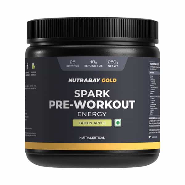Nutrabay Gold Spark Pre Workout - 250G Green Apple 25 Servings