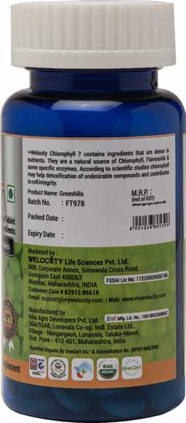 Welocity Booster's Chlorophyll 7-Green Super Food A Detoxifier Body Alkalizing