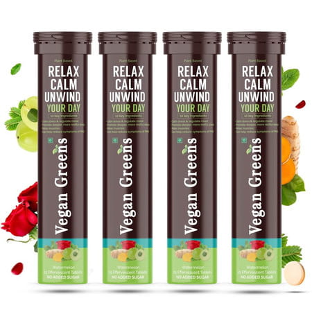 Vegan Greens Relax Calm Unwind Your Day. Calm Daily Stress, Better Mood &Sleep 100 Effer. Watermelon