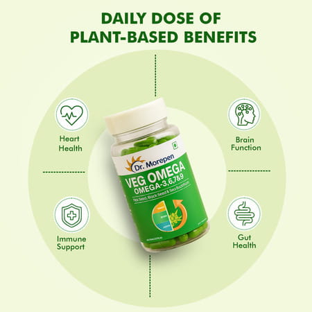 Dr. Morepen Omega 3 6 7 9 Vegetarian Capsules For Healthy Heart Brain & Joints - 60 Capsules