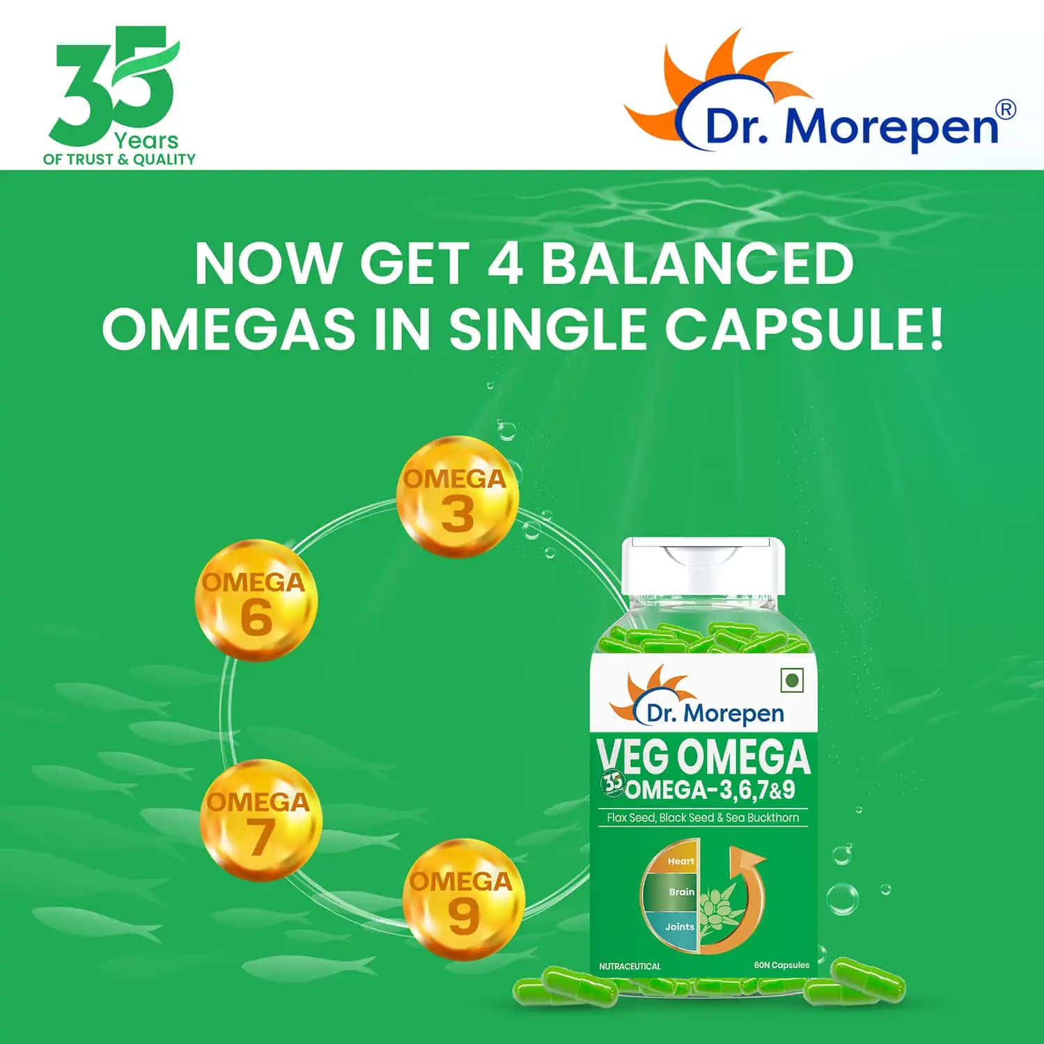 Buy DR. MOREPEN OMEGA 3 6 7 9 VEGETARIAN CAPSULES FOR HEALTHY HEART