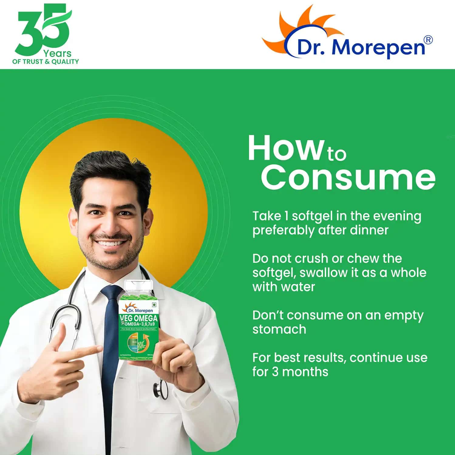 Buy DR. MOREPEN OMEGA 3 6 7 9 VEGETARIAN CAPSULES FOR HEALTHY HEART