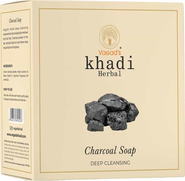 Buy VAGAD'S KHADI CHARCOAL SOAP 100GM DEEP CLEANSER REMOVES IMPURITIES PACK OF 3 Online