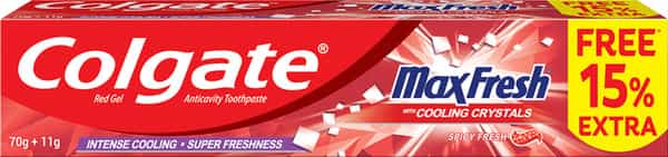 Colgate Maxfresh Toothpaste Red Gel Paste With Menthol 70G+11G (81G) (Spicy Fresh)