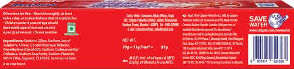Colgate Maxfresh Toothpaste Red Gel Paste With Menthol 70G+11G (81G) (Spicy Fresh)