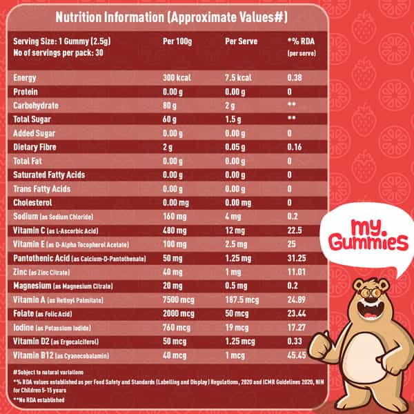 Bodyfirst My Gummies - Multivitamin & Minerals Gummies For Kids Lemon & Strawberry 30 Gummies