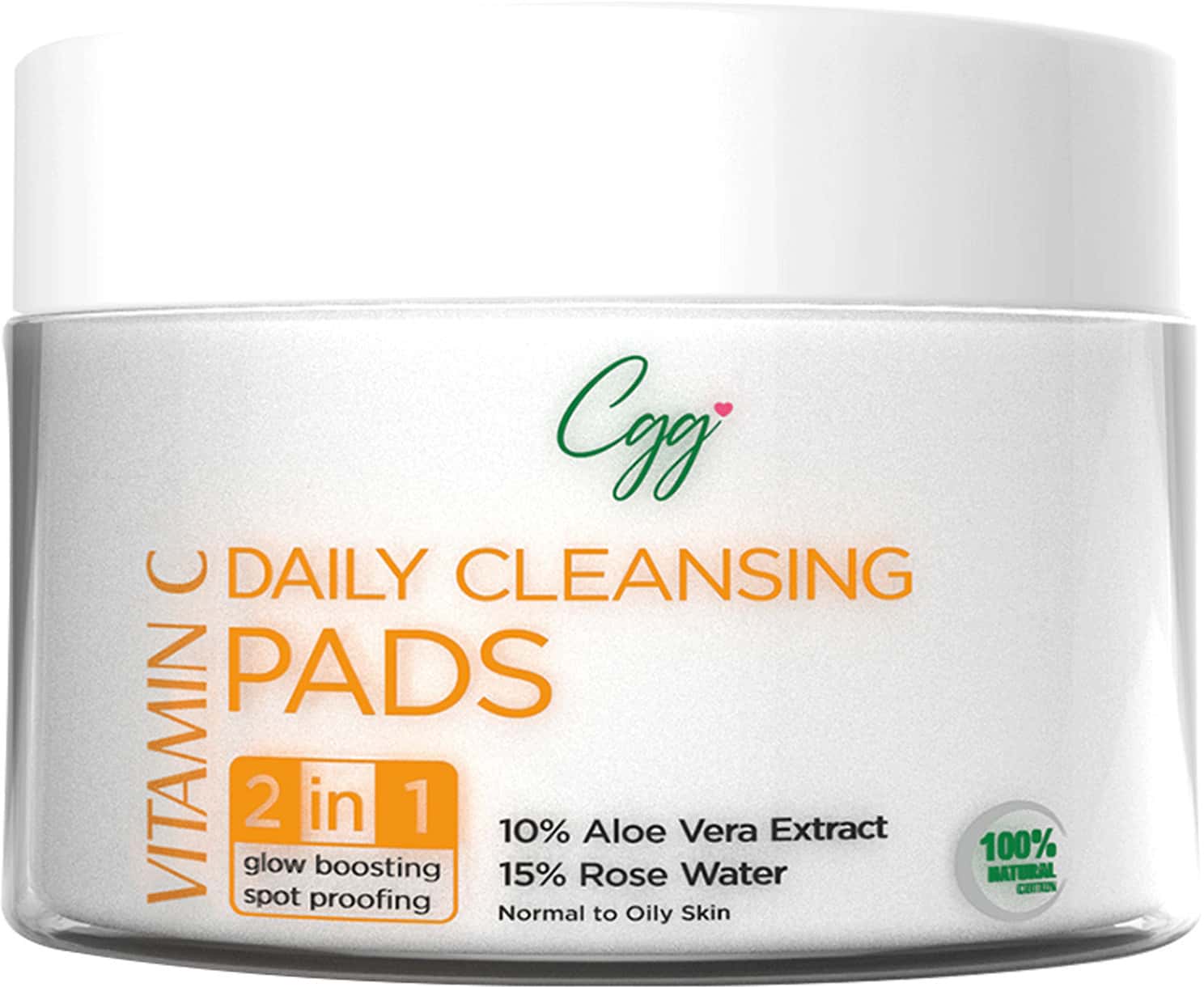 Cgg Cosmetics Vitamin C Daily Cleansing Pads With 100% Organic Cotton 2 In 1 - 50 Pads