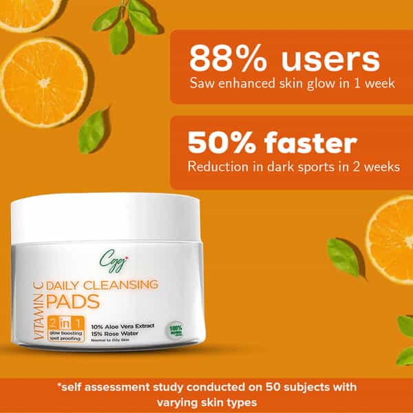 Cgg Cosmetics Vitamin C Daily Cleansing Pads With 100% Organic Cotton 2 In 1 - 50 Pads