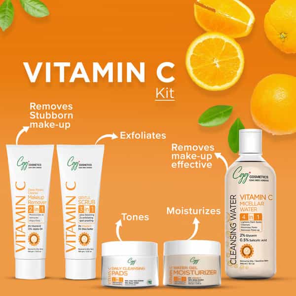 Cgg Cosmetics Vitamin C Daily Cleansing Pads With 100% Organic Cotton 2 In 1 - 50 Pads