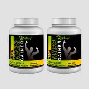 Riffway Mega Mass Gainer Weight Gain Powder | Promote Healthy Digestion & Gut Function (2x200gm)
