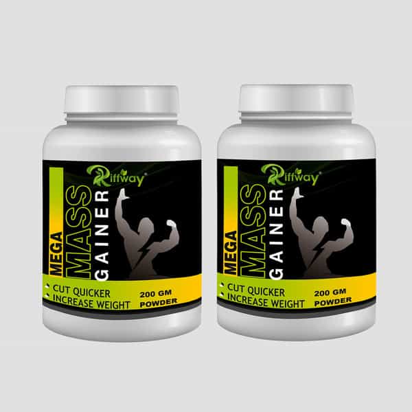 Riffway Mega Mass Gainer Weight Gain Powder | Promote Healthy Digestion & Gut Function (2X200gm)