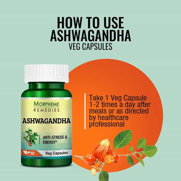 Morpheme Remedies Ashwagandha Withania Somnifera Pure Extract 500 Mg - 60 Veg Capsules